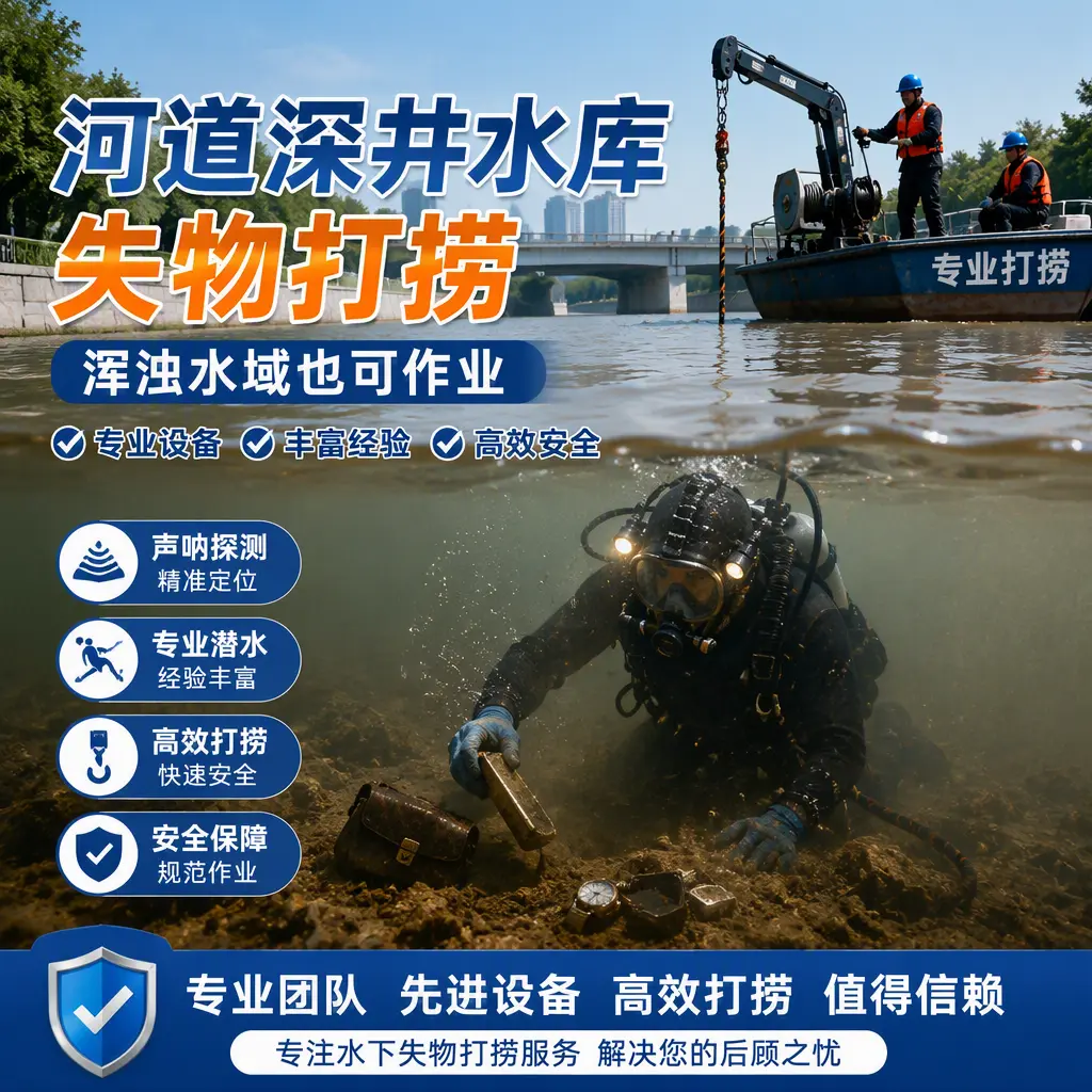 河道深井水库失物打捞，浑浊水域也可作业民丰